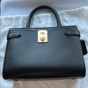 Coach Hutton Carryall Leather Satchel with Gold Accents
